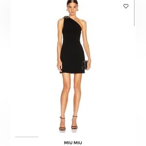 MIU MIU One Shoulder Mini Dress with Bow Accent NWT $2570 Size 40